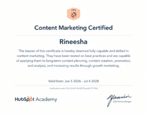 Content Marketing Certificate Hubspot