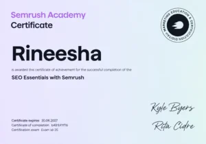 Seo Semrush Certificate